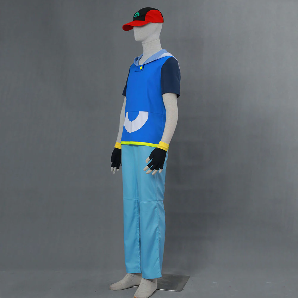 Men and Kids Pokemon Monster Costume Ash Ketchum Cosplay Hoodie full Set with Accessories - Image 4