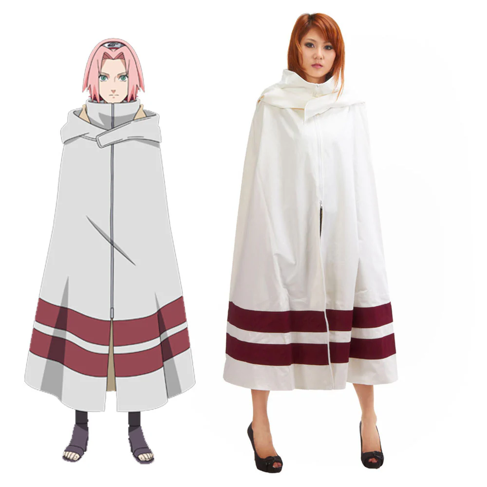 Naruto Costume Konohagakure Ninja Robe White Cloak Cosplay for Adults and Kids