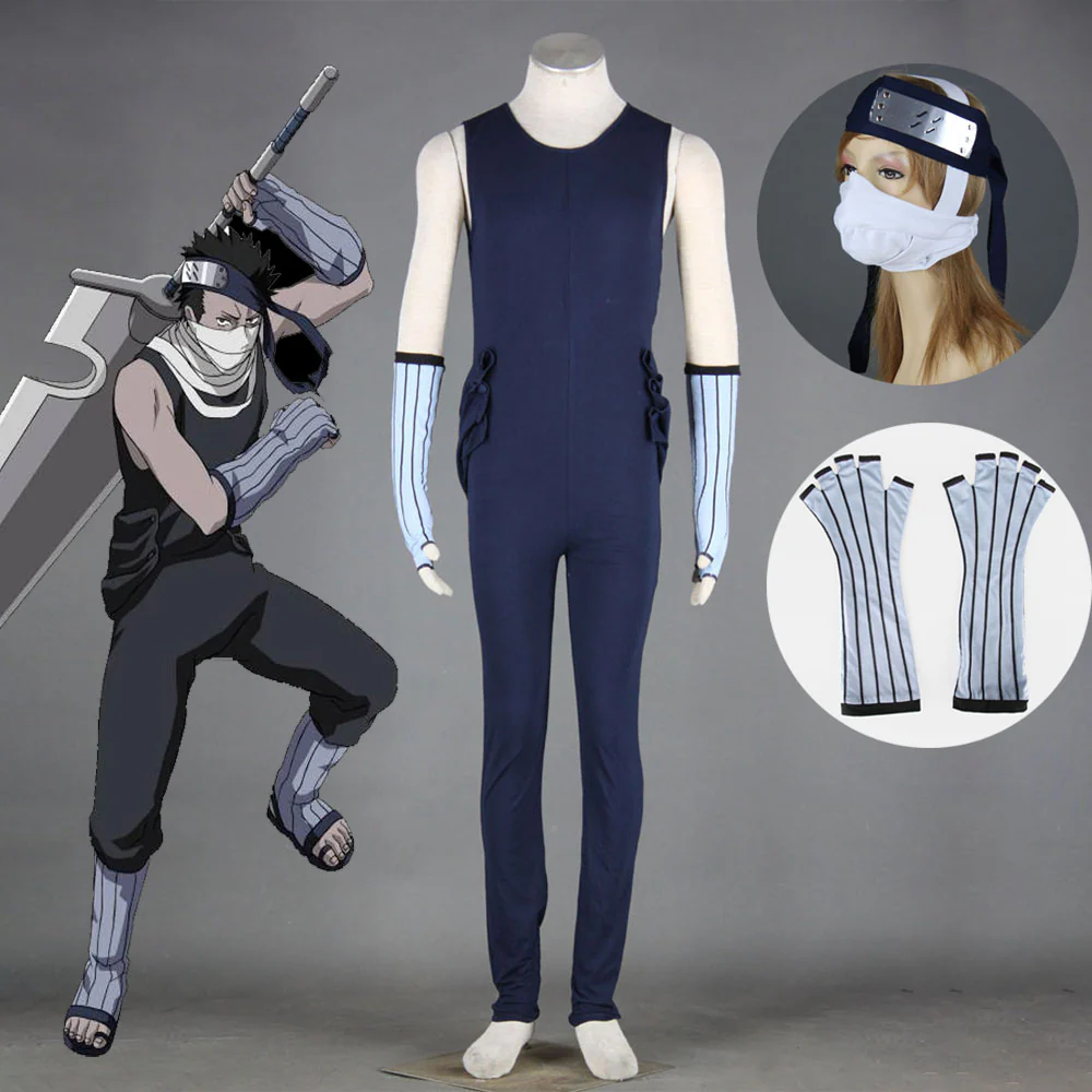 Naruto Costume Momochi Zabuza Cosplay full Outfit with Shoes for Men and Kids