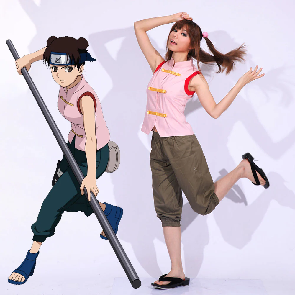 Naruto Costume Tenten Childhood Cosplay full Outfit for Women and Kids