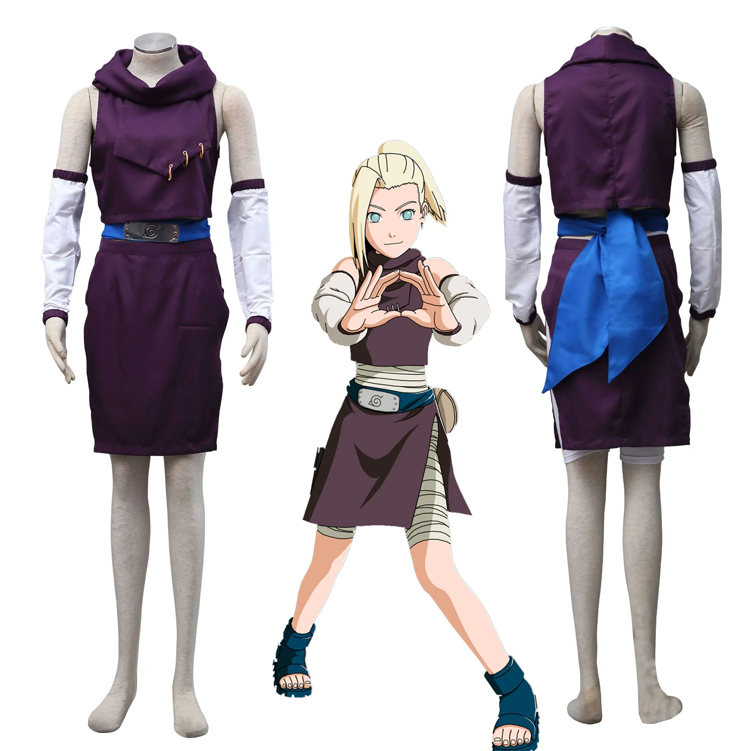 Naruto Costume Yamanaka Ino Childhood Cosplay full Outfit for Women and Kids