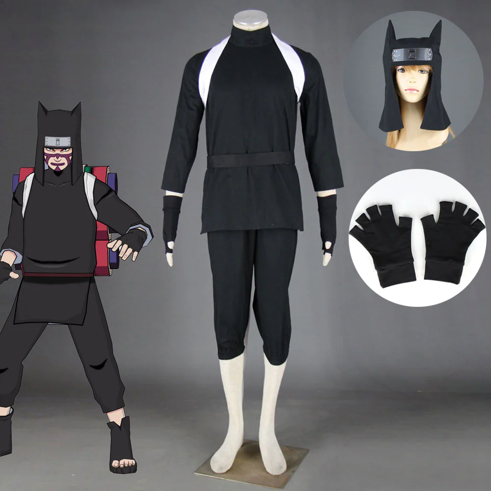 Naruto Shippuden Costume Kankuro Cosplay full Outfit with Hat for Men and Kids