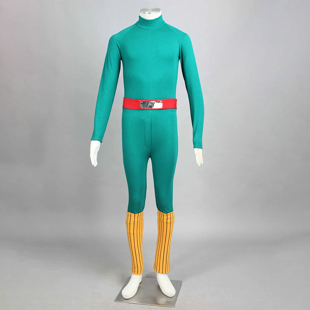 Naruto Shippuden Costume Might Guy Green Cosplay full Outfit for Men and Kids - Image 7