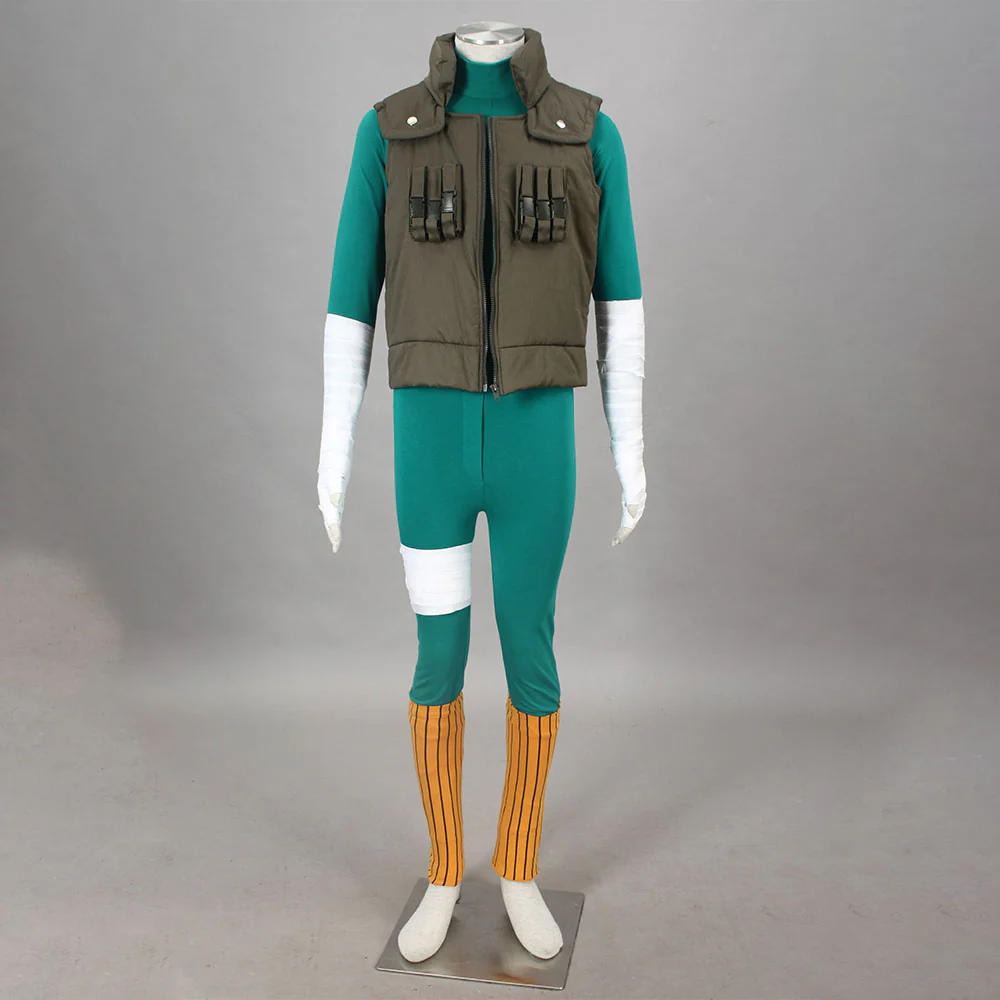 Naruto Shippuden Costume Rock Lee Cosplay full Outfit for Men and Kids - Image 2