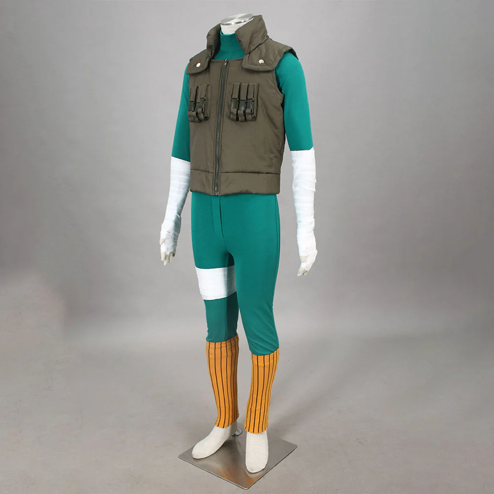 Naruto Shippuden Costume Rock Lee Cosplay full Outfit for Men and Kids - Image 3