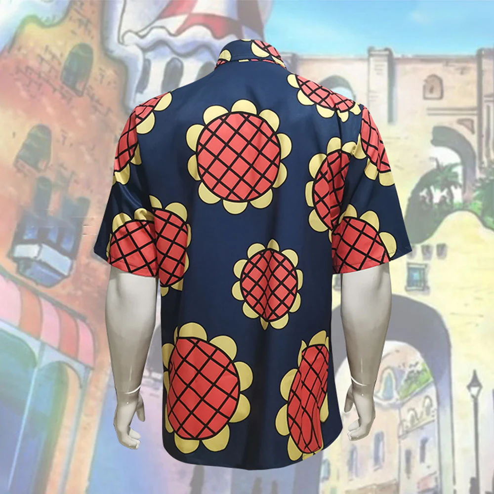 One Piece Costume Luffy Cosplay Shirt Sun Flower Printed Navy Shirt for Men - Image 4