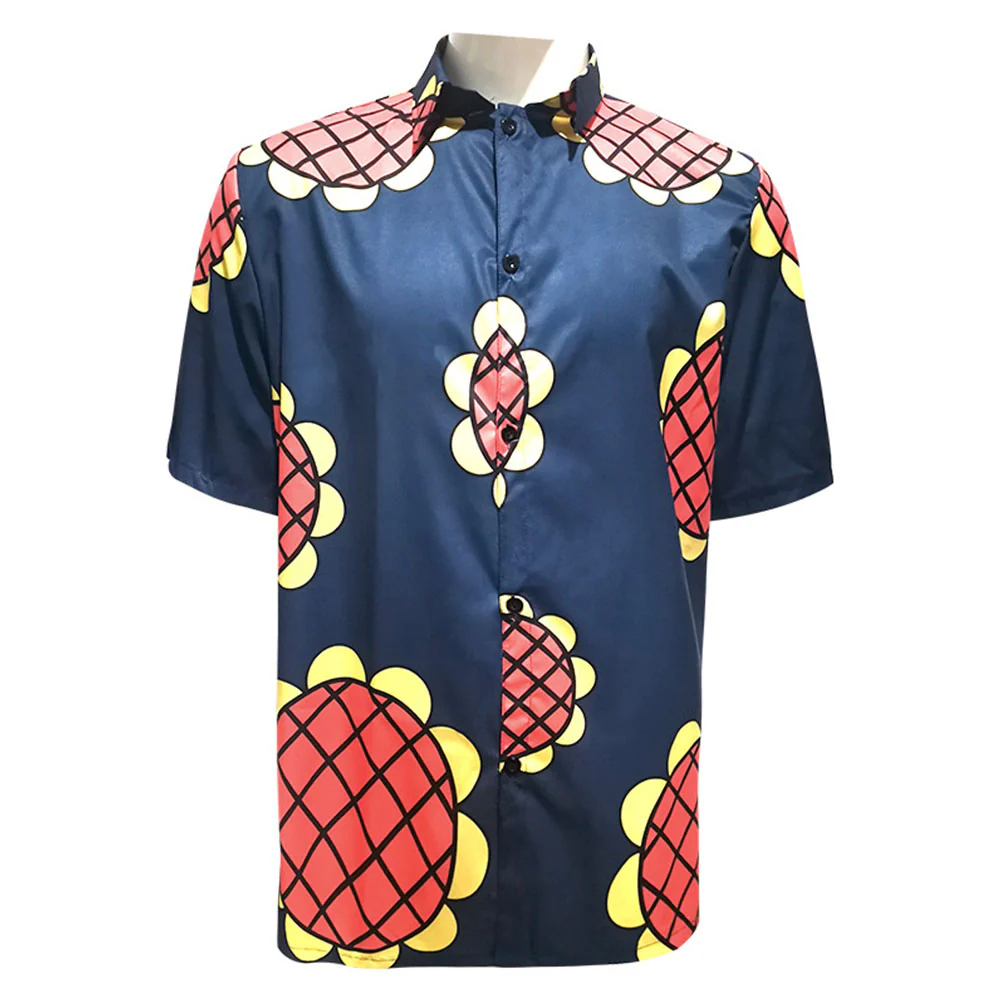 One Piece Costume Luffy Cosplay Shirt Sun Flower Printed Navy Shirt for Men - Image 7