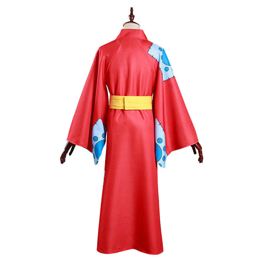 One Piece Wano Country Costumes Monkey D Luffy Cosplay Kimono Set with Hat For Men - Image 3