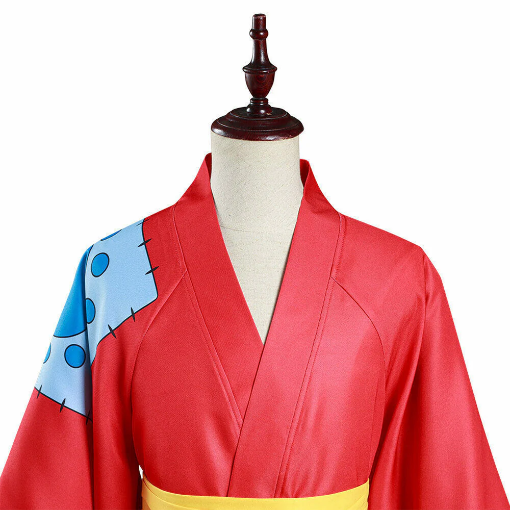One Piece Wano Country Costumes Monkey D Luffy Cosplay Kimono Set with Hat For Men - Image 6