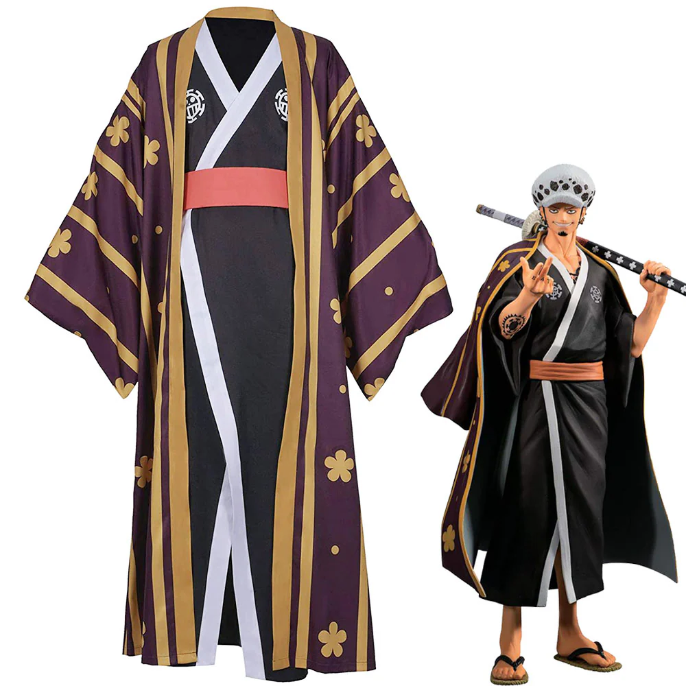 One Piece Wano Country Costumes Trafalgar Law Wanokuni Cosplay Kimono Set For Men