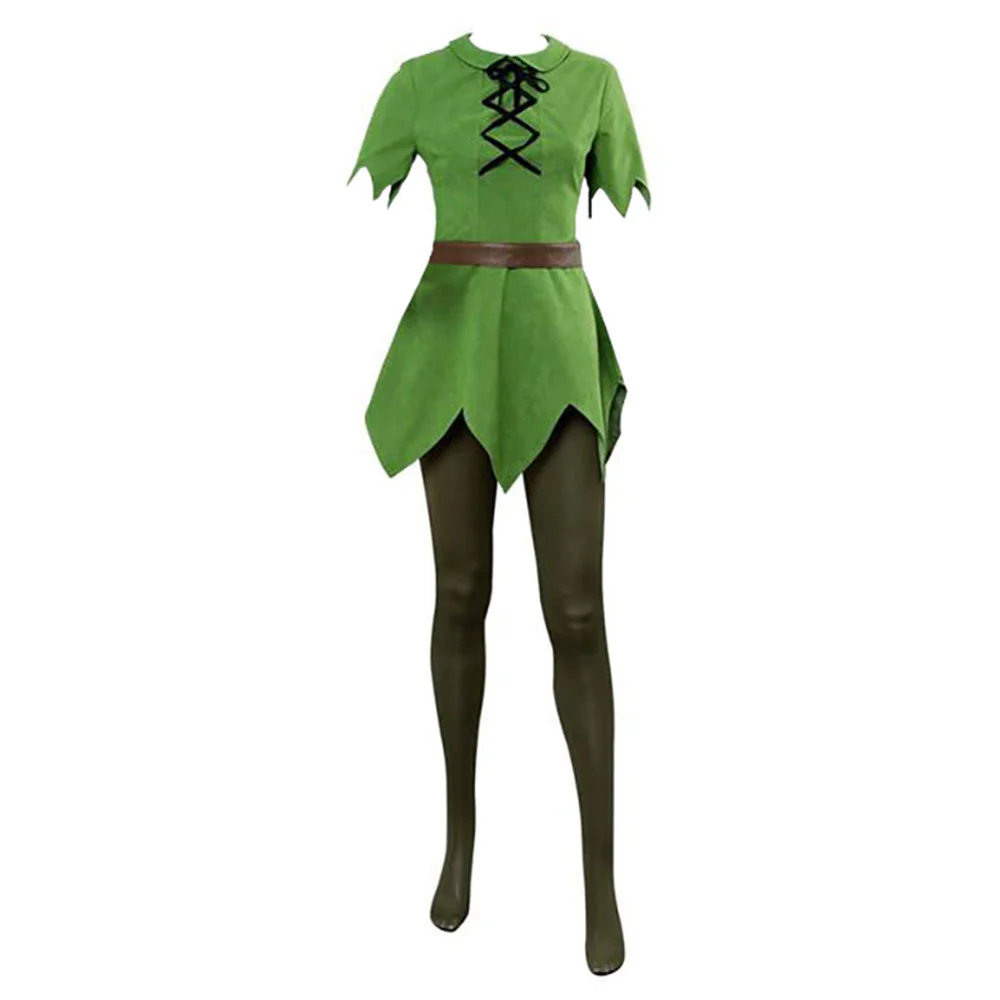 Peter Pan Costume Peter Pan Cosplay Green full outfit for Adults and Kids - Image 3