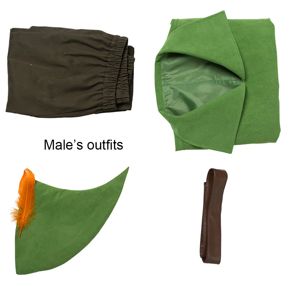 Peter Pan Costume Peter Pan Cosplay Green full outfit for Adults and Kids - Image 4