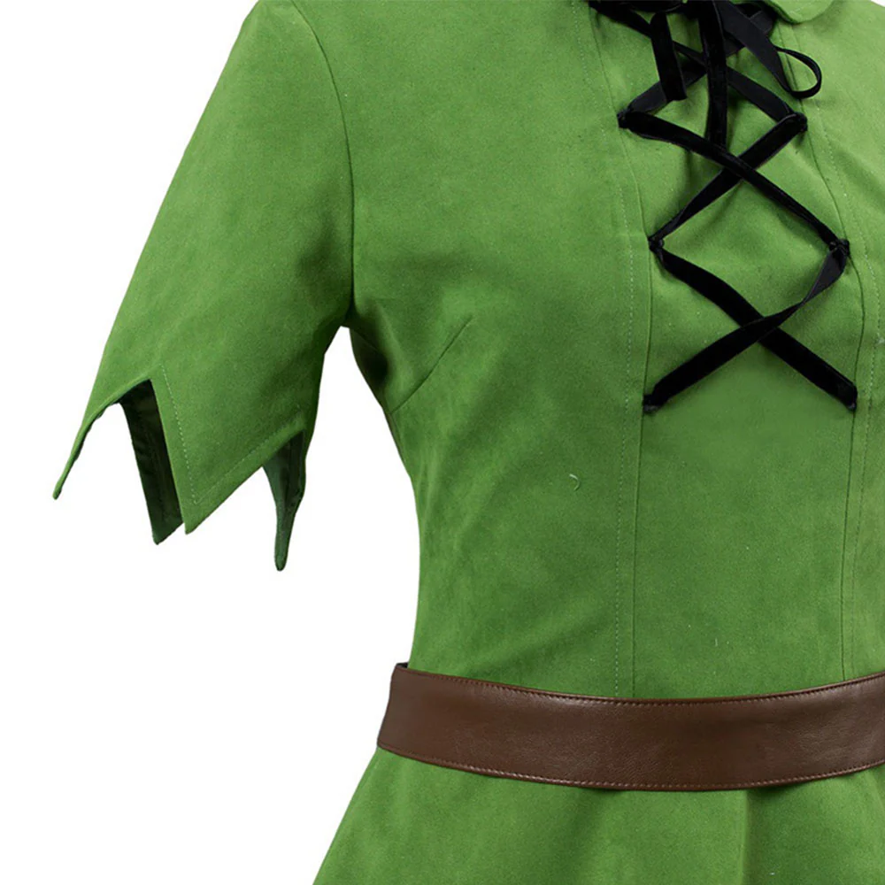 Peter Pan Costume Peter Pan Cosplay Green full outfit for Adults and Kids - Image 7