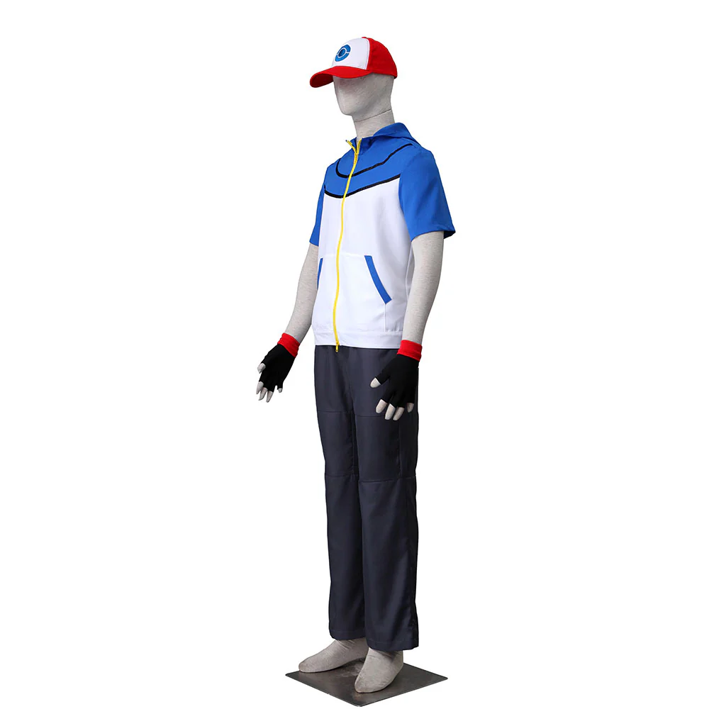 Pokemon Monster Costume Ash Ketchum Cosplay Hoodie full Set with Accessories for Men and Kids - Image 4