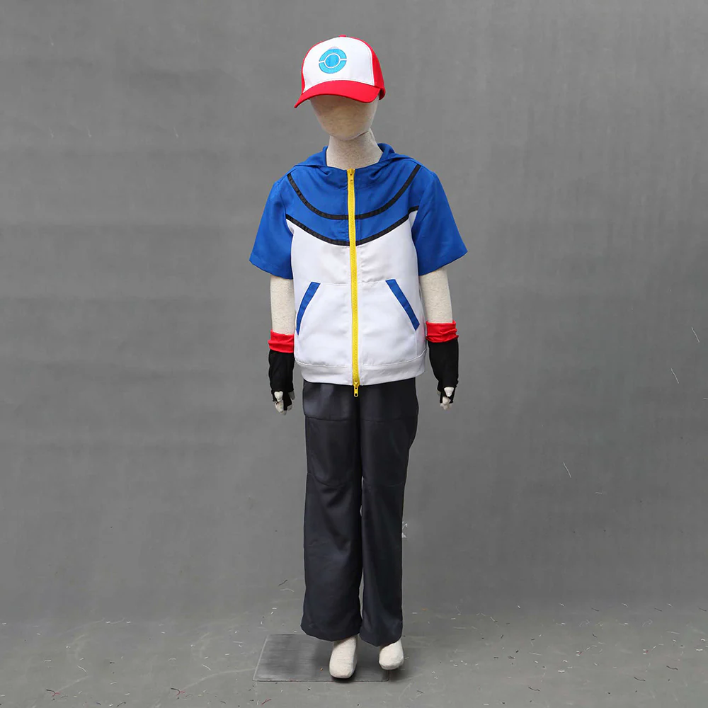 Pokemon Monster Costume Ash Ketchum Cosplay Hoodie full Set with Accessories for Men and Kids - Image 5