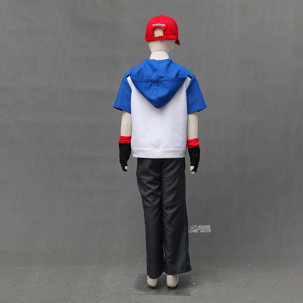 Pokemon Monster Costume Ash Ketchum Cosplay Hoodie full Set with Accessories for Men and Kids - Image 6