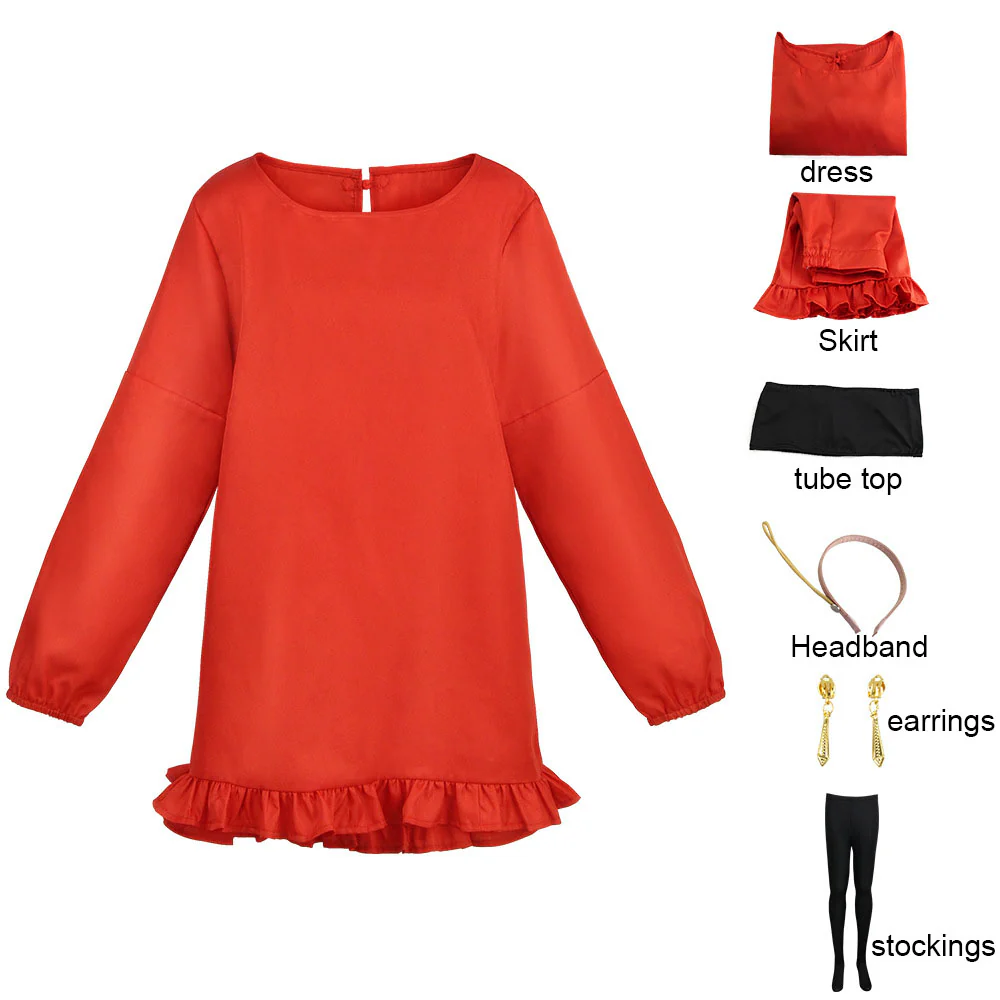 Spy x Family Costume Yor Briar Yor Forger Cosplay Red Suits with Accessories for Women and Kids - Image 5