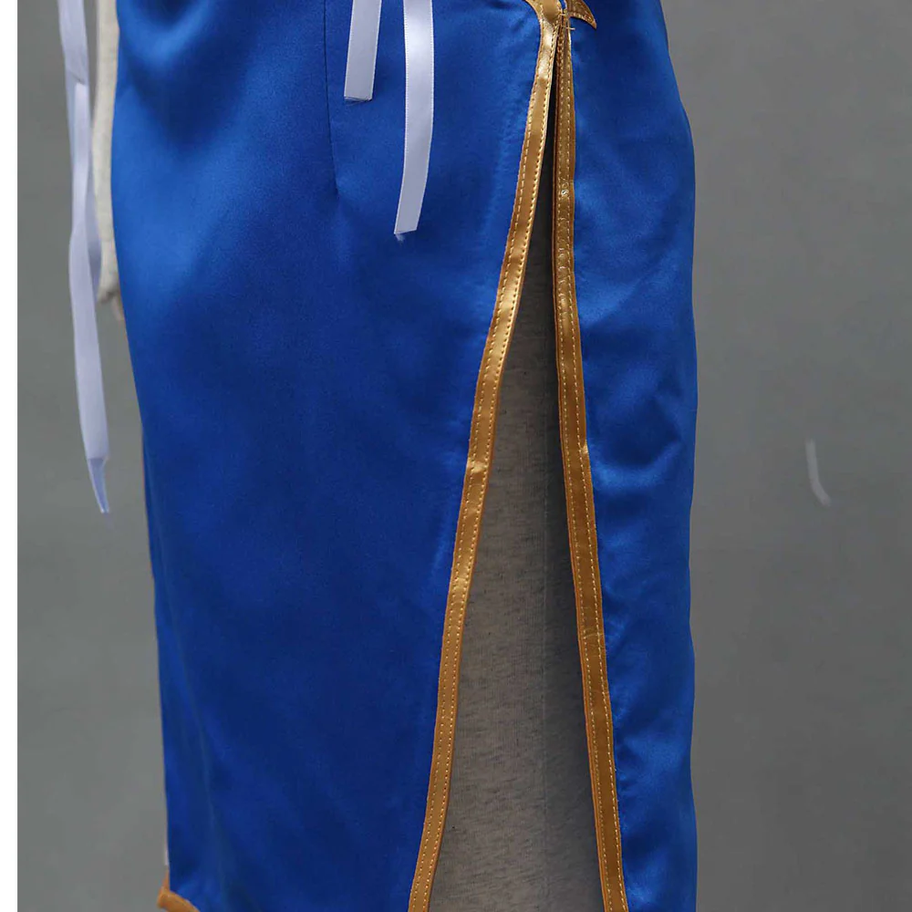 Street Fighter Costume Chun Li Cosplay Blue Dress with Accessories for Women and Kids - Image 10