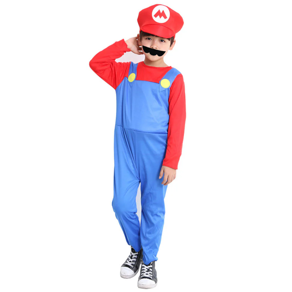 Super Mario Costume Super Mario Cosplay Overalls full outfit with Accessories for Adults and Kids - Image 6