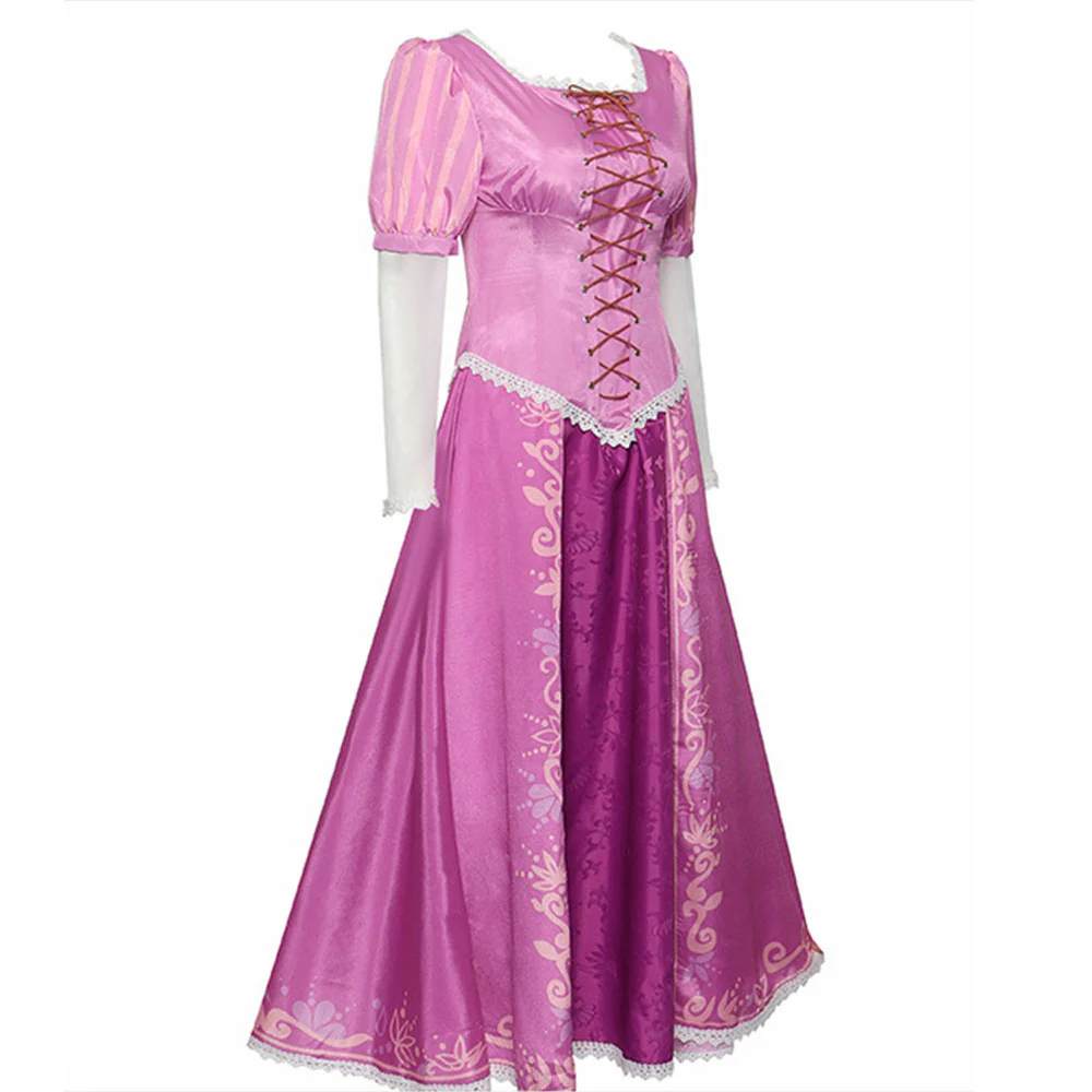 Tangled Costumes Princess Rapunzel Cosplay Light Purple Dress for Women and Kids - Image 3