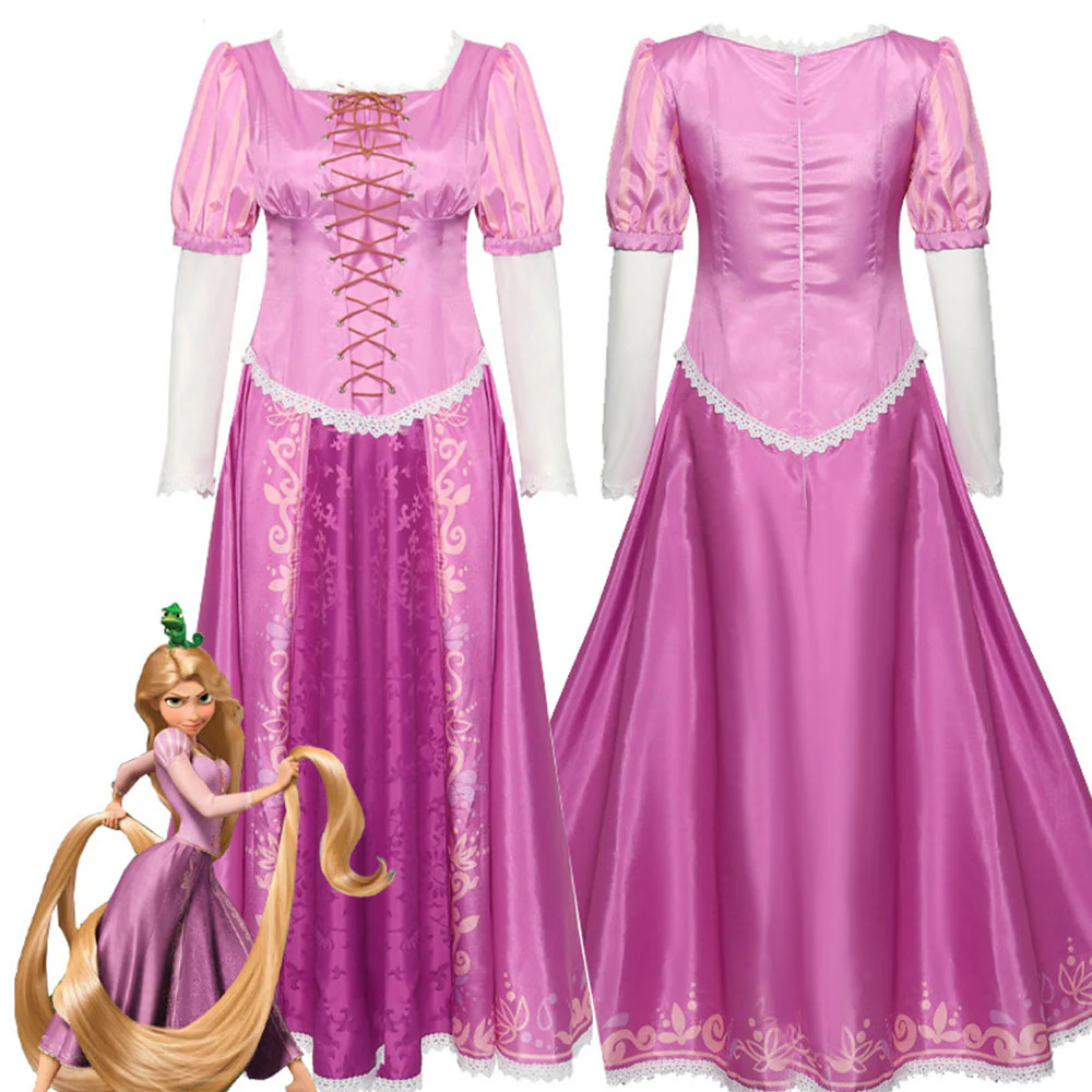 Tangled Costumes Princess Rapunzel Cosplay Light Purple Dress for Women and Kids - Image 4