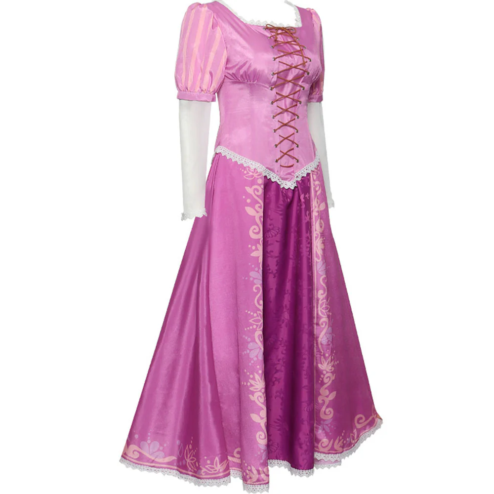Tangled Costumes Princess Rapunzel Cosplay Pink Dress for Women and Kids - Image 3
