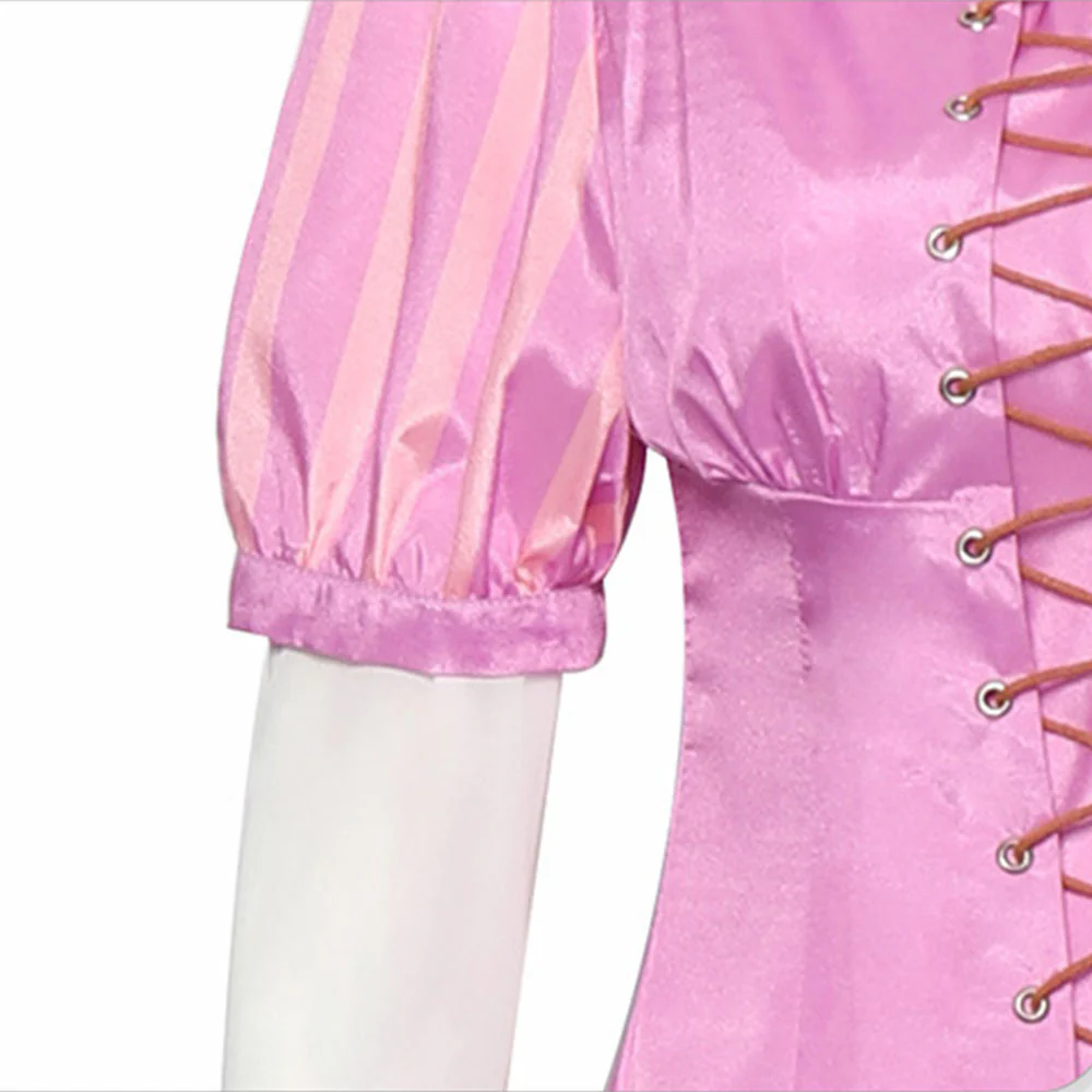 Tangled Costumes Princess Rapunzel Cosplay Pink Dress for Women and Kids - Image 8