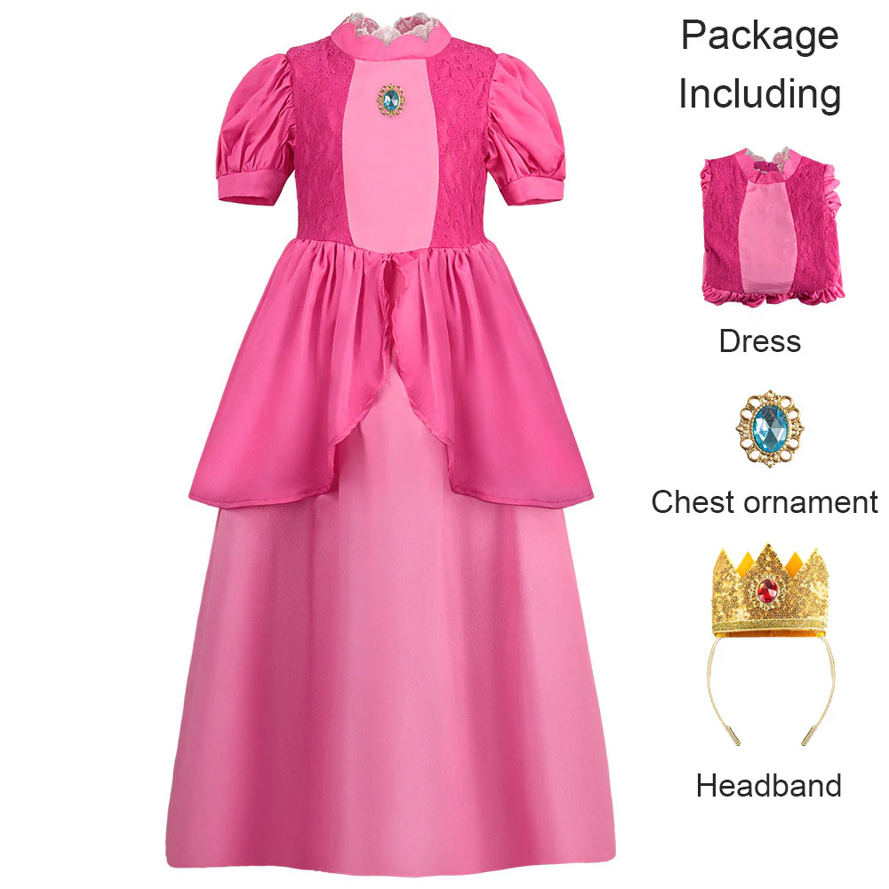 The Super Mario Bros. Movie Princess Peach Cosplay Dress for Women and Kids - Image 7