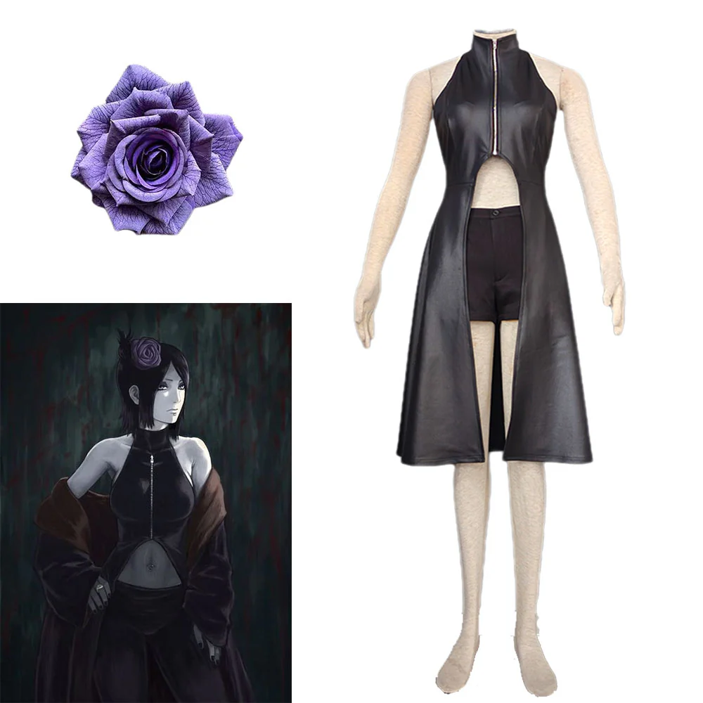 Women and Kids Anime Naruto Konan Cosplay Dress Halloween Costumes