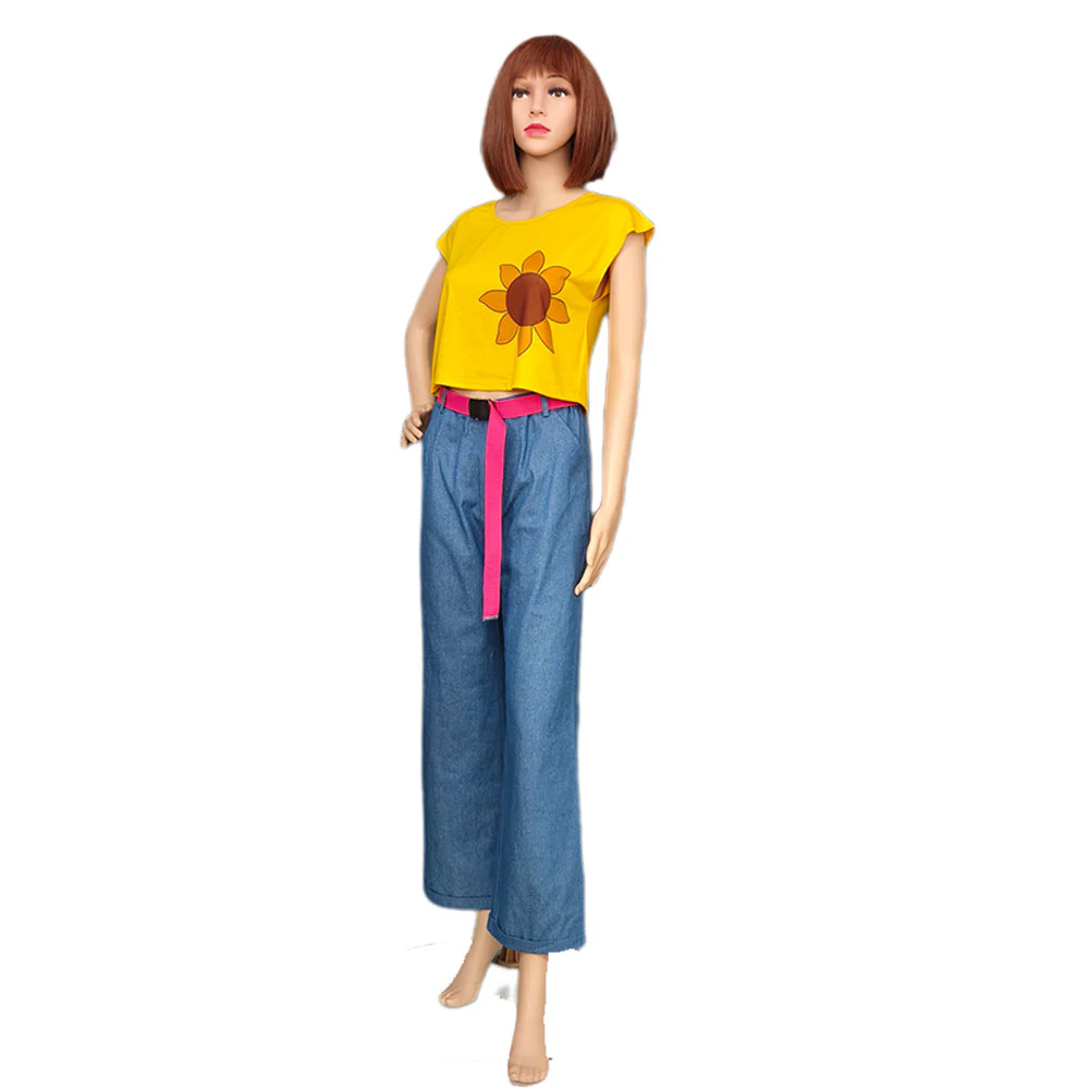 Women and Kids Naruto Boruto Costume Himawari Uzumaki Jeans Pants and T-shirt Halloween Cosplay Suit - Image 3