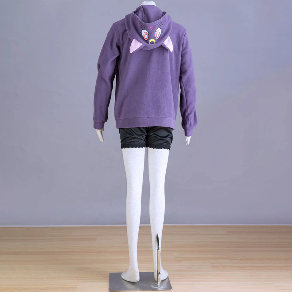 Women and Kids Sailor Moon Costume The Black Cat Luna Cosplay Hoodie - Image 2