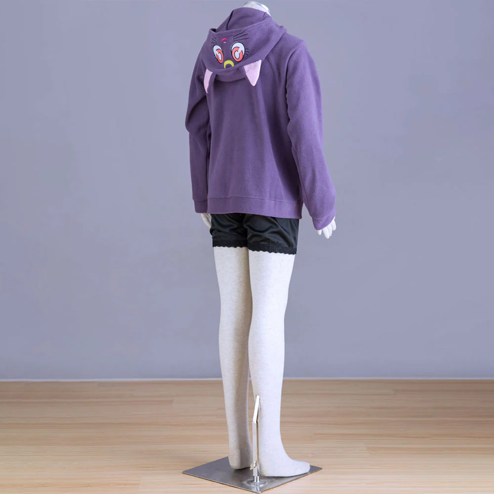 Women and Kids Sailor Moon Costume The Black Cat Luna Cosplay Hoodie - Image 3