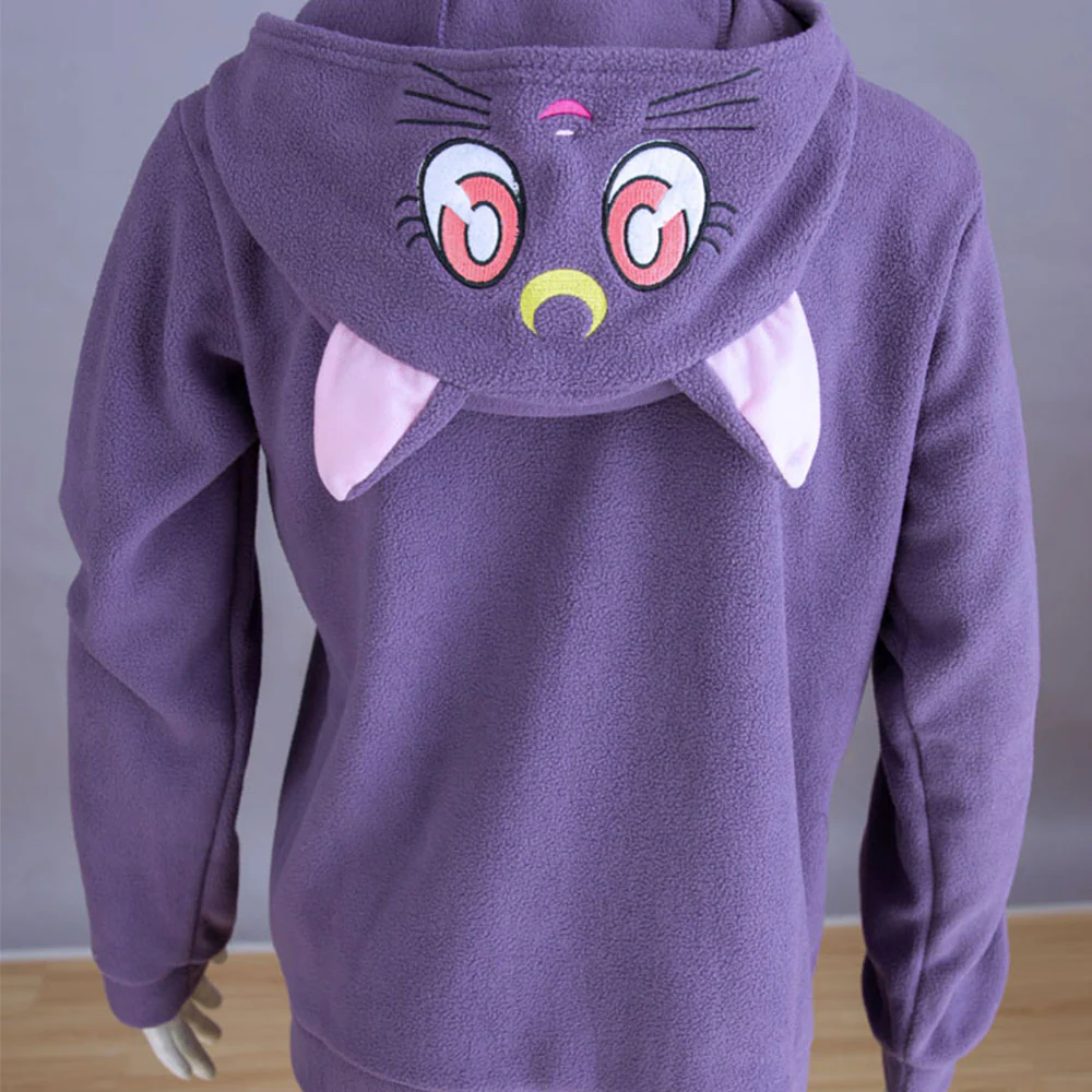 Women and Kids Sailor Moon Costume The Black Cat Luna Cosplay Hoodie - Image 7