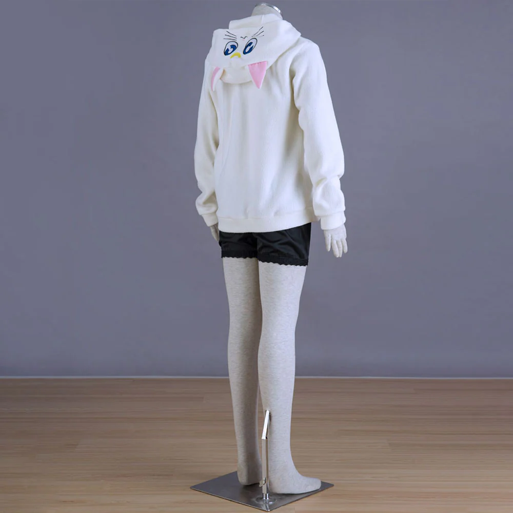 Women and Kids Sailor Moon Costume The White Cat Artemis Cosplay Hoodie - Image 3