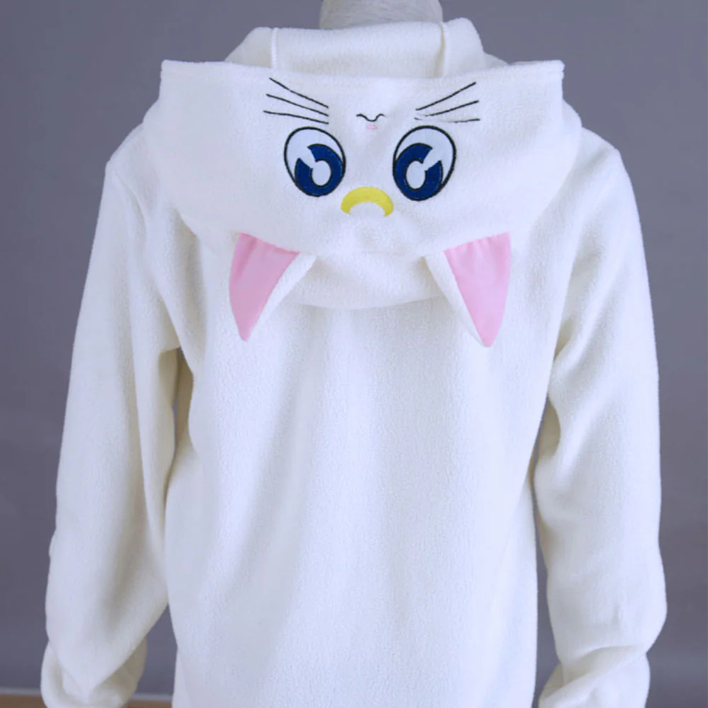 Women and Kids Sailor Moon Costume The White Cat Artemis Cosplay Hoodie - Image 6