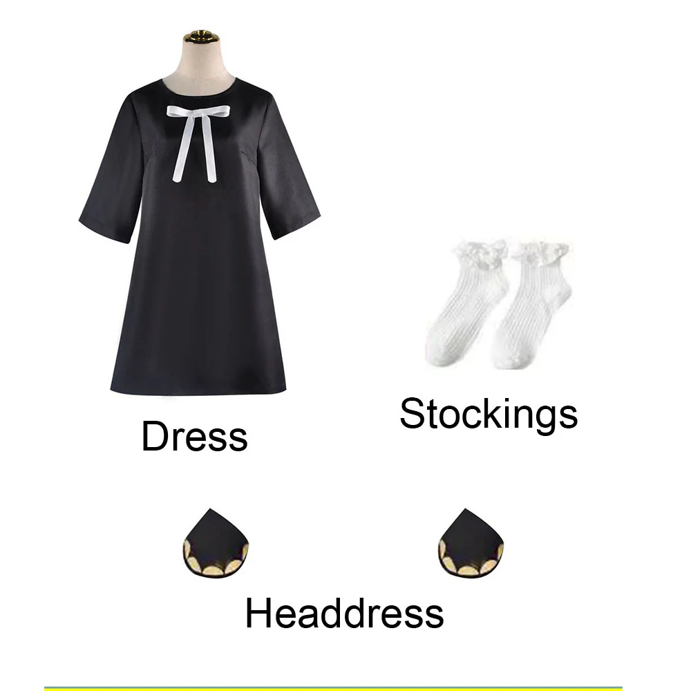 Women and Kids Spy x Family Costume Anya Forger Black Cosplay Dress Costume with Accessories - Image 5