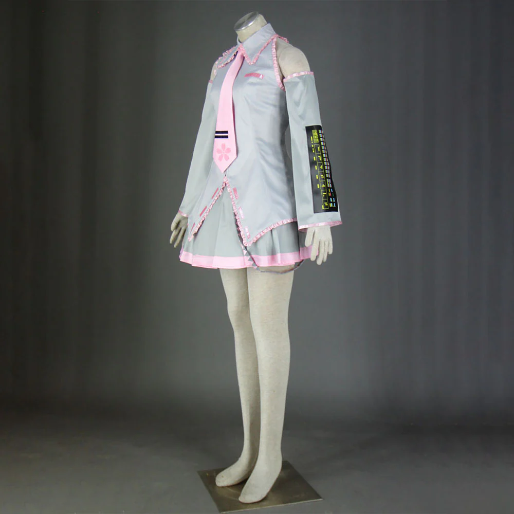 Women and Kids Vocaloid Sakura Hatsune Miku Silver Cosplay Costume with Accessories - Image 3